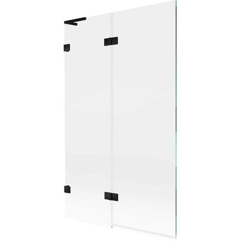 Mexen Lunar L параван за вана двукрилен ляв 110 x 150 см, прозрачен, черен - 897L-110-100-70-00-L
