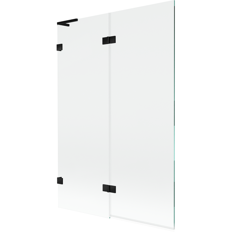 Mexen Lunar L параван за вана, 2-крила ляв, 120 x 150 см, прозрачен, черен - 897L-120-100-70-00-L