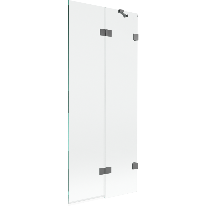 Mexen Lunar преграда за вана 2-крилен десен 80 x 150 cm, прозрачен, gun metal - 897-080-100-95-00-P