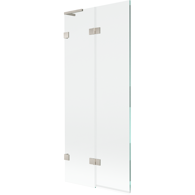 Mexen Lunar L двукрилен ляв параван за вана 80 x 150 см, прозрачен, шлифован никел - 897L-080-100-97-00-L