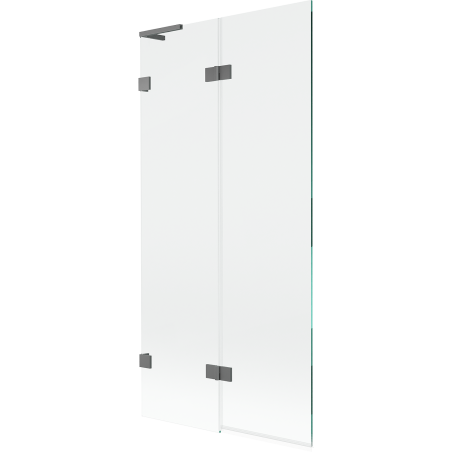 Mexen Lunar L дясна преграда за вана с 2 крила 90 x 150 см, прозрачна, цвят оръжеен метал - 897L-090-100-95-00-L