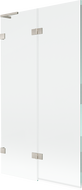 Mexen Lunar L параван за вана с две крила, ляв 100 x 150 см, прозрачен, матиран никел - 897L-100-100-97-00-L