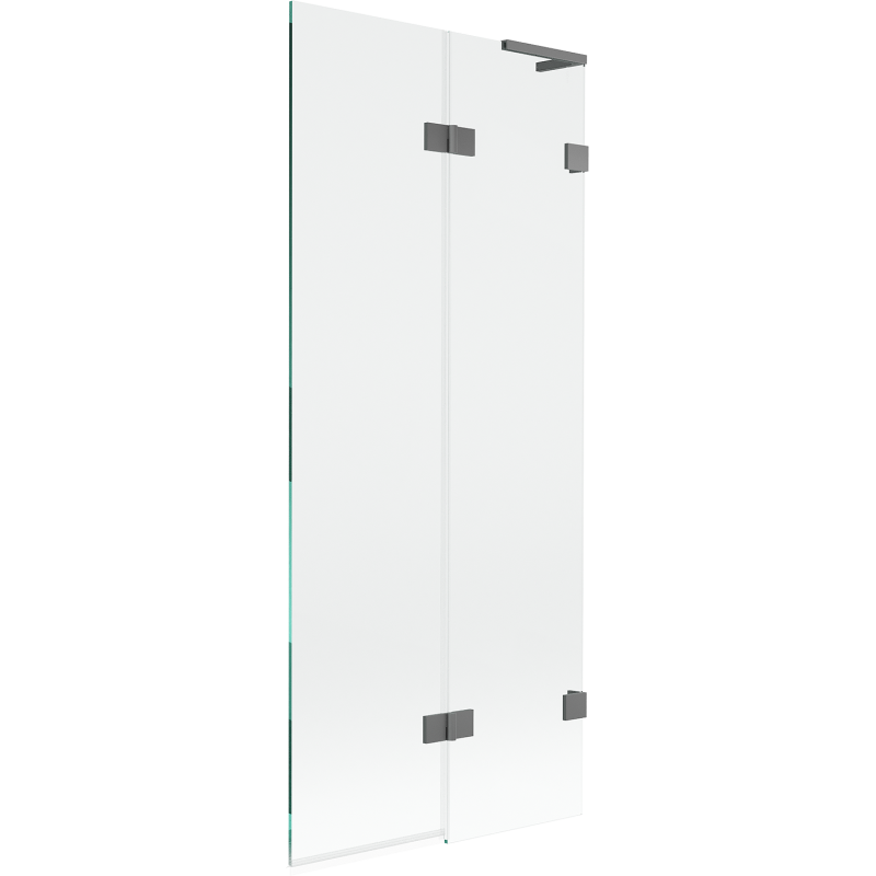 Mexen Lunar L параван за вана, двукрил, десен, 80 x 150 см, прозрачен, тъмен метал - 897L-080-100-95-00-P