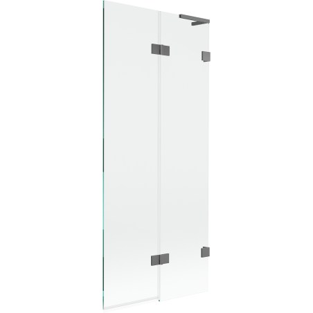 Mexen Lunar L параван за вана, двукрил, десен, 80 x 150 см, прозрачен, тъмен метал - 897L-080-100-95-00-P