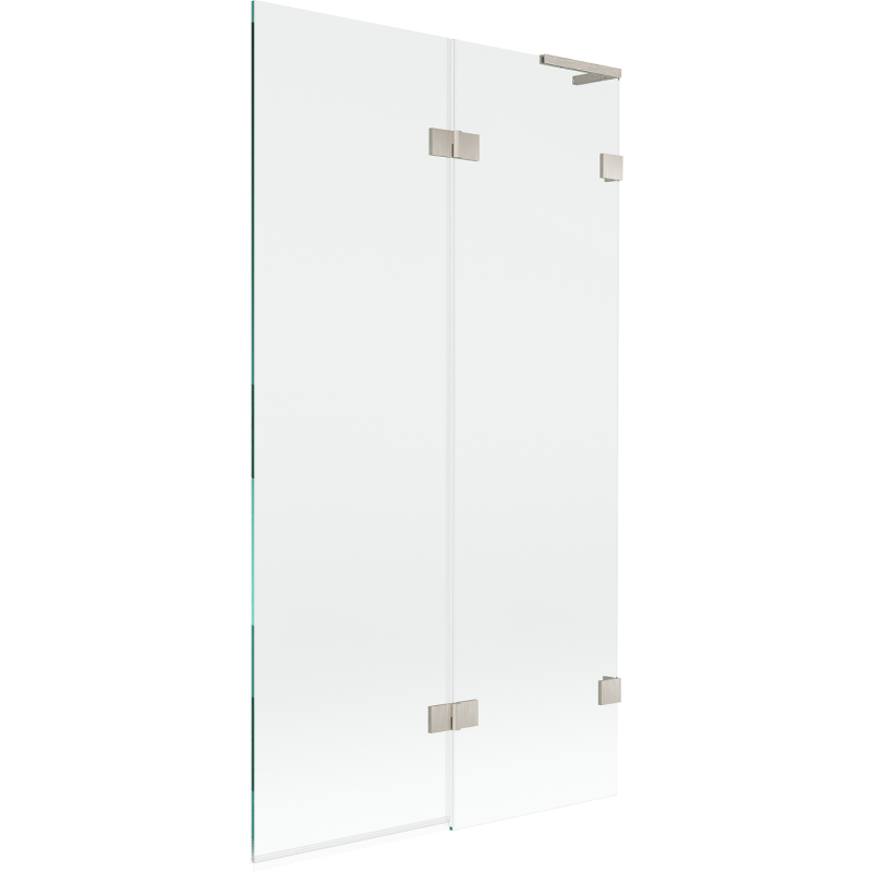 Mexen Lunar L параван за баня с две крила, десен, 100 x 150 см, прозрачен, четкан никел - 897L-100-100-97-00-P