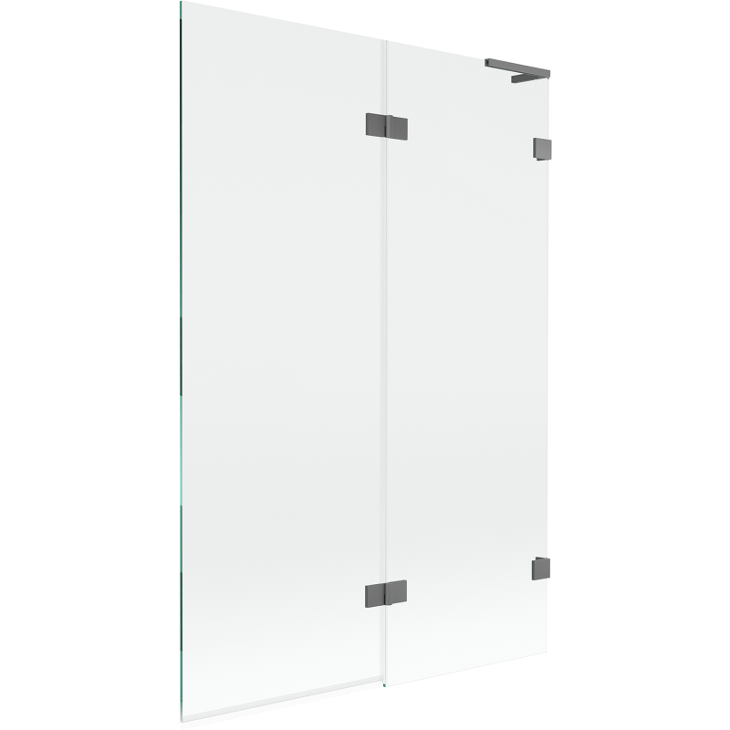 Mexen Lunar L параван за вана с 2 крила, десен 120 x 150 cm, прозрачен, цвят оръжеен метал - 897L-120-100-95-00-P