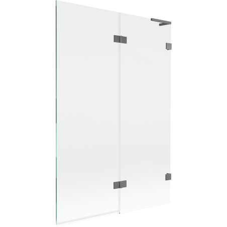 Mexen Lunar L параван за вана с 2 крила, десен 120 x 150 cm, прозрачен, цвят оръжеен метал - 897L-120-100-95-00-P