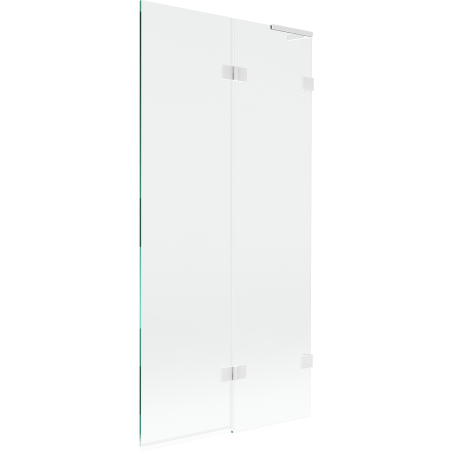 Mexen Lunar L сгъваем параван за вана 2-крилен десен 90 x 150 см, прозрачeн, бял - 897L-090-100-20-00-P