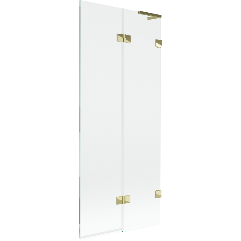 Mexen Lunar L вана екран 2-крилен десен 80 x 150 см, прозрачен, златен - 897L-080-100-50-00-P