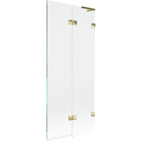 Mexen Lunar L вана екран 2-крилен десен 80 x 150 см, прозрачен, златен - 897L-080-100-50-00-P