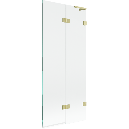 Mexen Lunar L параван за баня с две крила, десен, 80 x 150 см, прозрачен, златисто матов - 897L-080-100-55-00-P