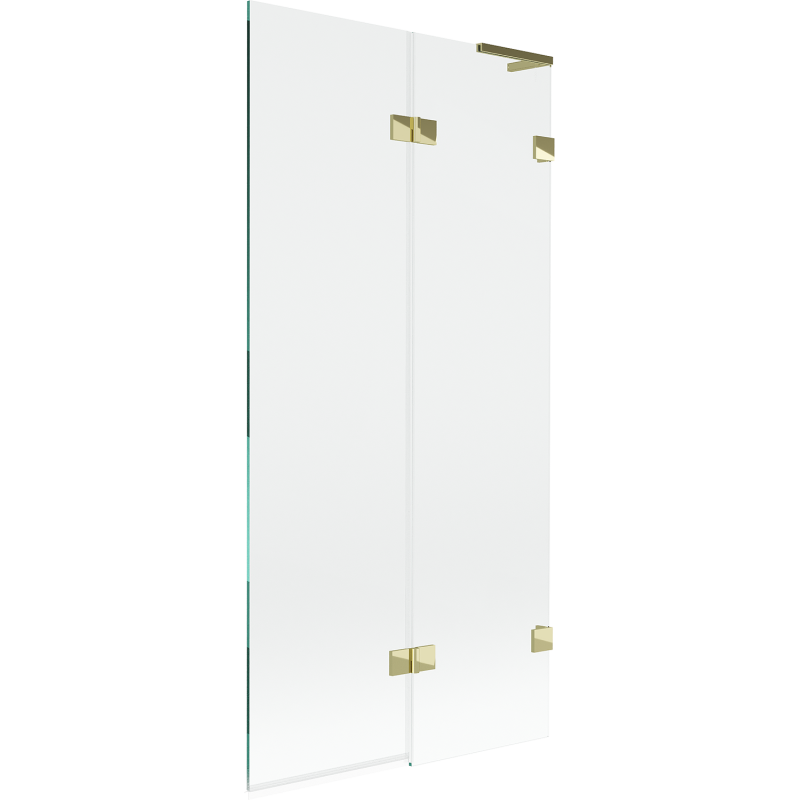Mexen Lunar L параван за вана с две крила, десен, 90 x 150 см, прозрачен, златист - 897L-090-100-50-00-P