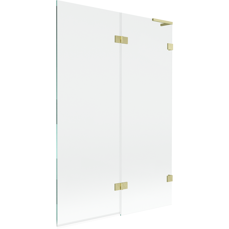 Mexen Lunar L параван за вана 2-крилен десен 120 x 150 cm, прозрачен, златисто четкан - 897L-120-100-55-00-P