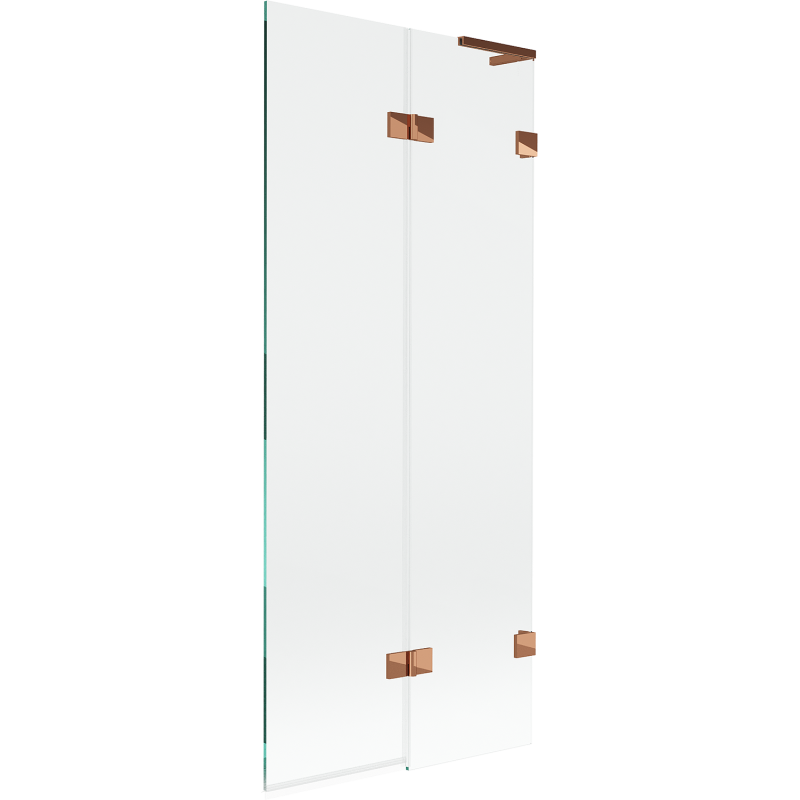 Mexen Lunar L параван за вана 2-крилен десен 80 x 150 см, прозрачен, розово злато - 897L-080-100-60-00-P