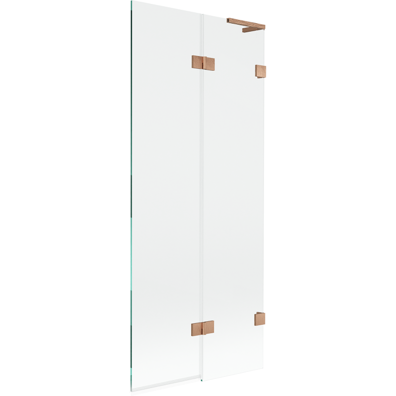 Mexen Lunar L параван за вана с 2 крила, десен 80 x 150 см, прозрачен, четкана мед - 897L-080-100-65-00-P