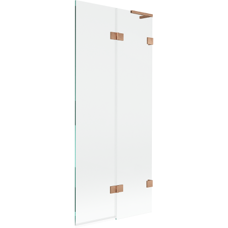 Mexen Lunar L параван за вана с 2 крила, десен 80 x 150 см, прозрачен, четкана мед - 897L-080-100-65-00-P