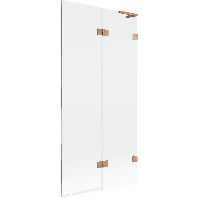 Mexen Lunar L параван за вана, 2-крила, десен, 90 x 150 см, прозрачен, матирана мед - 897L-090-100-65-00-P