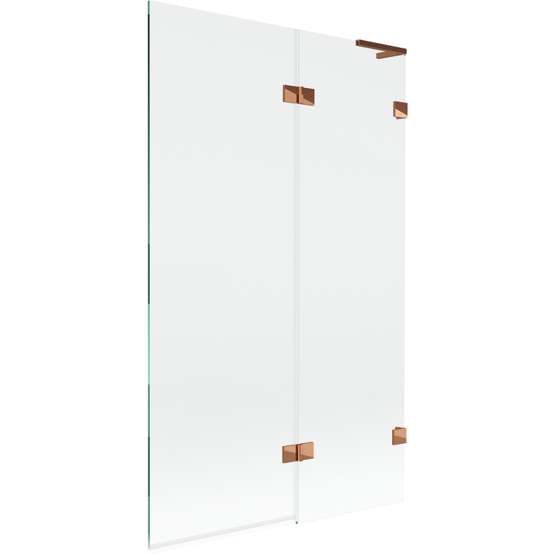 Mexen Lunar L вана параван, 2-крилен десен, 110 x 150 см, прозрачен, розово злато - 897L-110-100-60-00-P