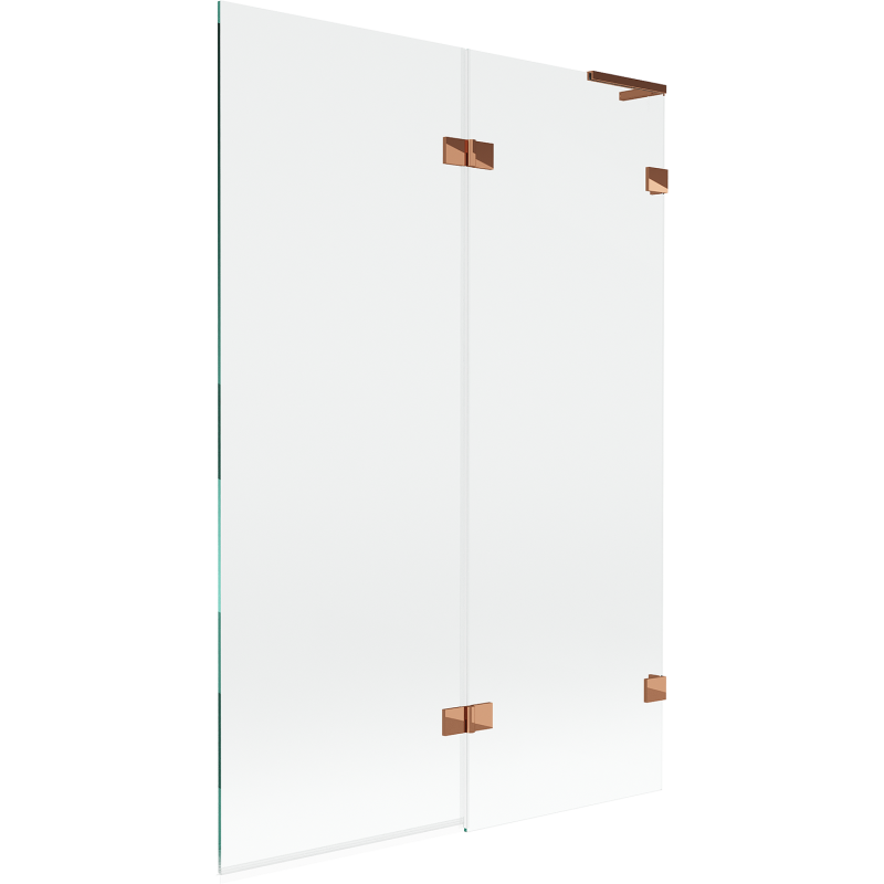 Mexen Lunar L параван за вана с две крила десен 120 x 150 cm, прозрачен, розово злато - 897L-120-100-60-00-P