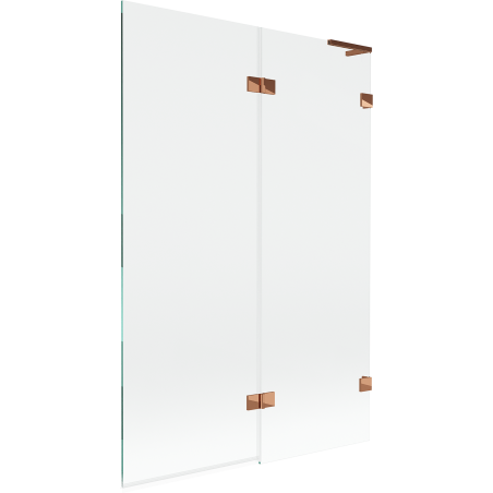 Mexen Lunar L параван за вана с две крила десен 120 x 150 cm, прозрачен, розово злато - 897L-120-100-60-00-P