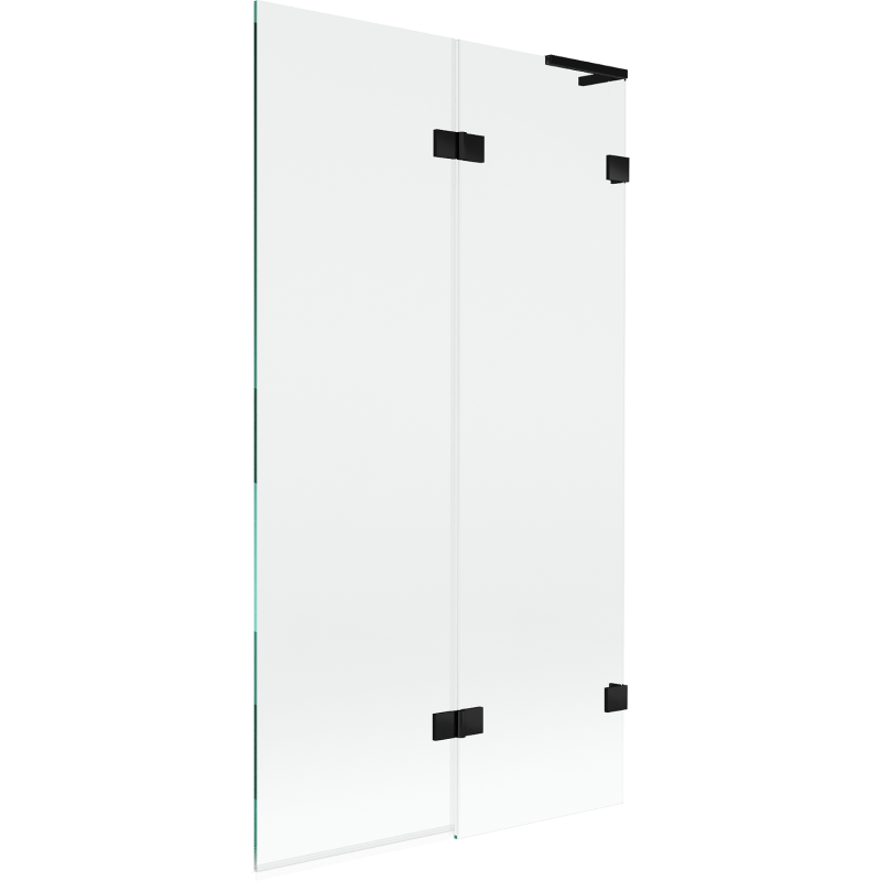 Mexen Lunar L параван за вана 2-крилен десен 100 x 150 см, прозрачен, черен - 897L-100-100-70-00-P