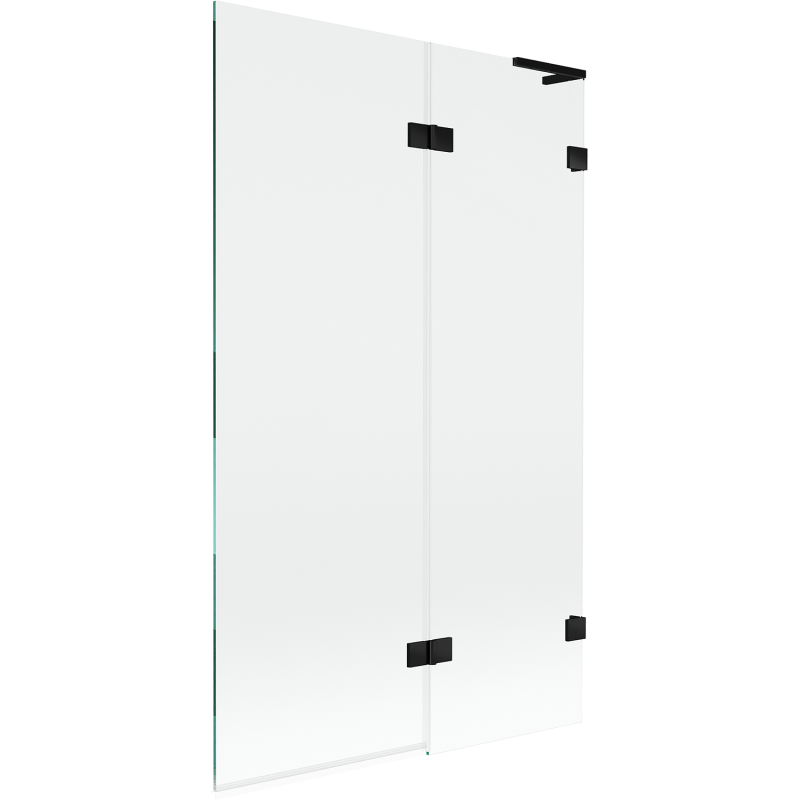 Mexen Lunar L параван за вана 2-крилен десен 110 x 150 см, прозрачен, черен - 897L-110-100-70-00-P