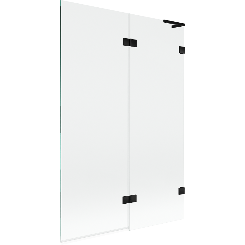 Mexen Lunar L параван за вана 2-крилен десен 120 x 150 см, прозрачен, черен - 897L-120-100-70-00-P