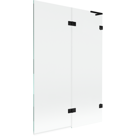 Mexen Lunar L параван за вана 2-крилен десен 120 x 150 см, прозрачен, черен - 897L-120-100-70-00-P