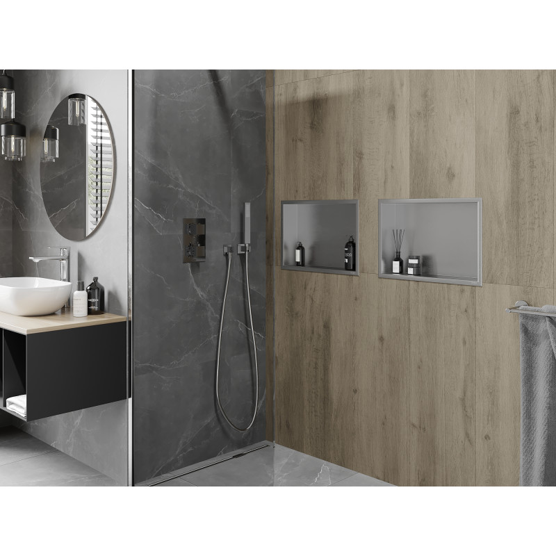 Mexen X-Wall-R нишева полица с яка 45 x 30 см, инокс - 1910453010
