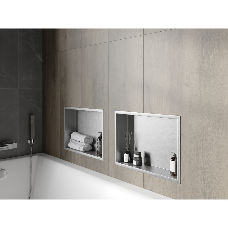 Mexen X-Wall-R нишева полица с яка 45 x 30 см, инокс - 1910453010