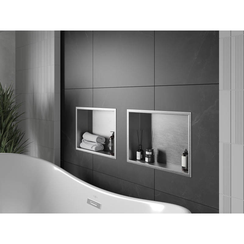 Mexen X-Wall-R нишева етажерка с фланец 45 x 30 см, инокс - 1910453010