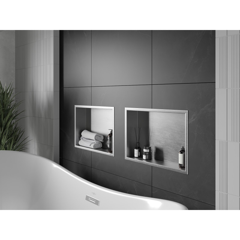 Mexen X-Wall-R нишева полица с яка 45 x 30 см, инокс - 1910453010