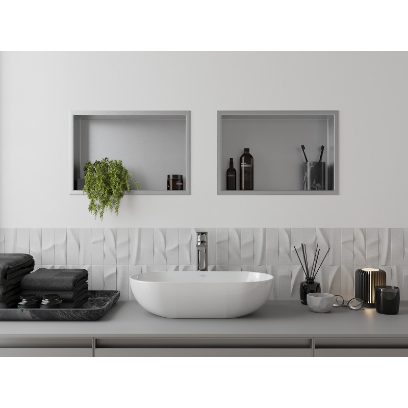 Mexen X-Wall-R нишева полица с яка 45 x 30 см, инокс - 1910453010
