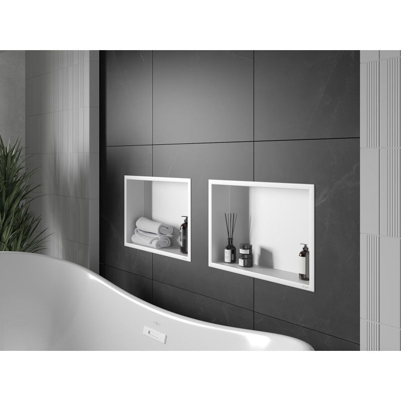Mexen X-Wall-R нишова полица с фланец 45 x 30 см, бяла - 1920453010
