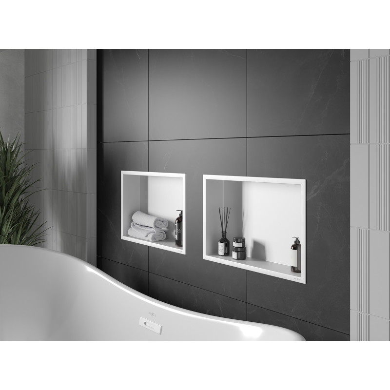 Mexen X-Wall-R вградена полица с фланец 45 x 30 см, бяла - 1920453010