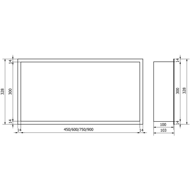 Mexen X-Wall-R вградена полица с борд 45 x 30 см, черна - 1970453010