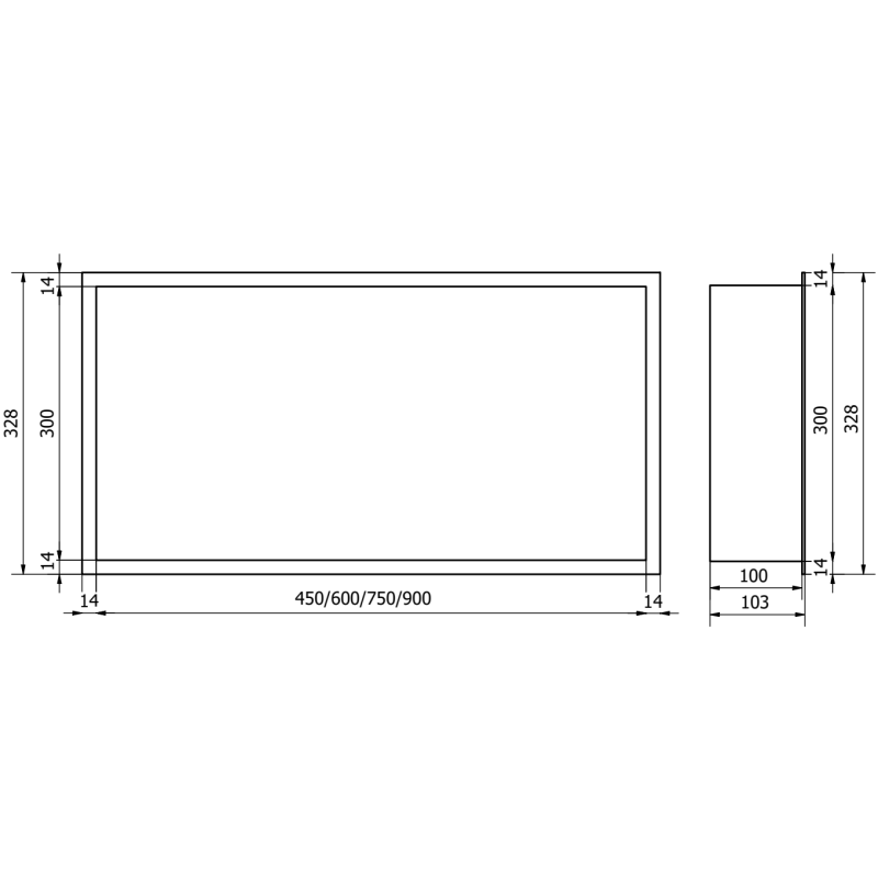 Mexen X-Wall-R вградена рафт с яка 45 x 30 см, черна - 1970453010