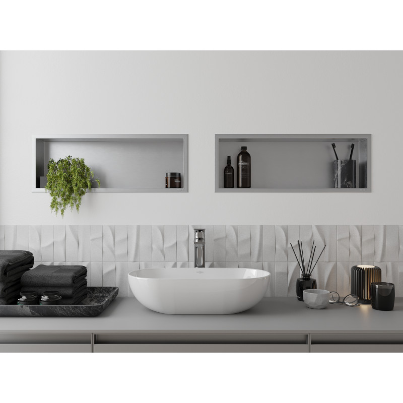 Mexen X-Wall-R нишева полица с фланец 60 x 20 см, инокс - 1910602010