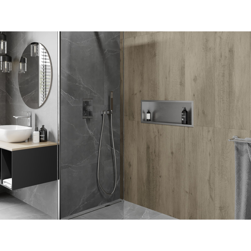 Mexen X-Wall-R нишева полица с фланец 60 x 20 см, инокс - 1910602010