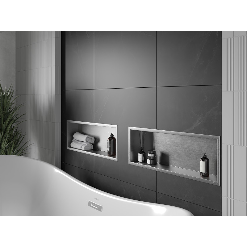 Mexen X-Wall-R нишева полица с фланец 60 x 20 см, инокс - 1910602010