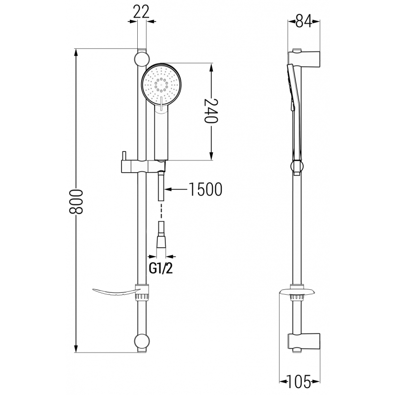 Mexen DF40 плъзгащ се душ комплект, бял - 785404582-20