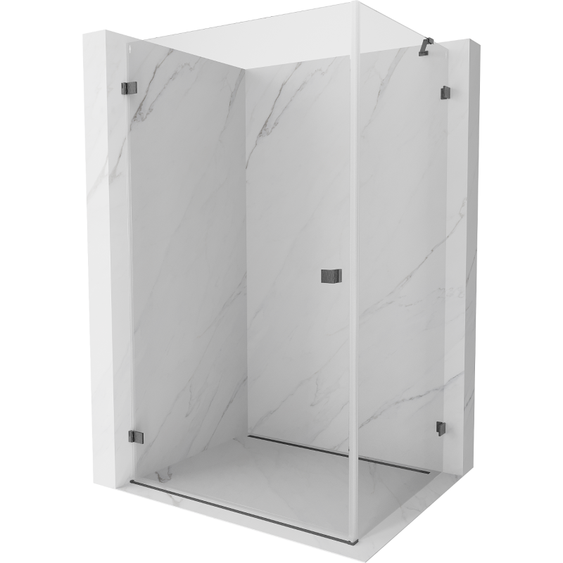 Mexen Lunar-B лява отваряща се душ кабина 80 x 80 см, прозрачна, четка в цвят гън грей - 832-080-080-66-00-L