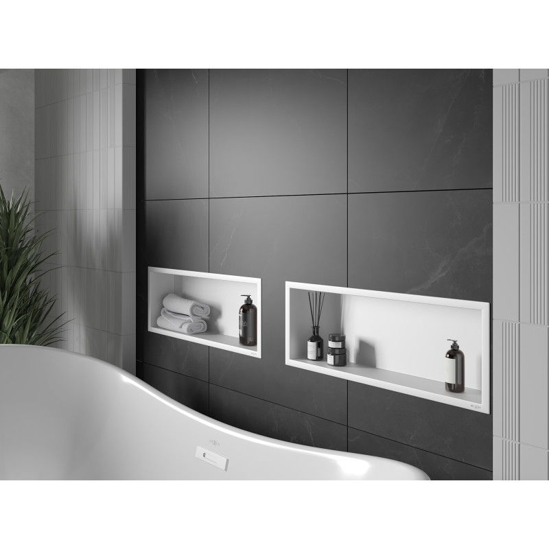Mexen X-Wall-R вградена полица с фланец 60 x 20 см, бяла - 1920602010