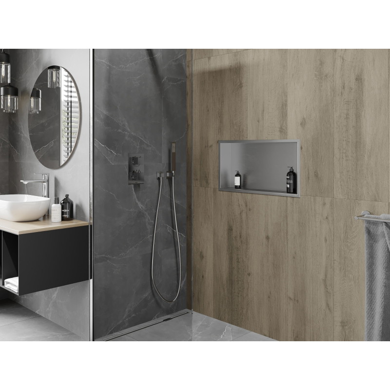 Mexen X-Wall-R нишева полица с яка 60 x 30 см, инокс - 1910603010