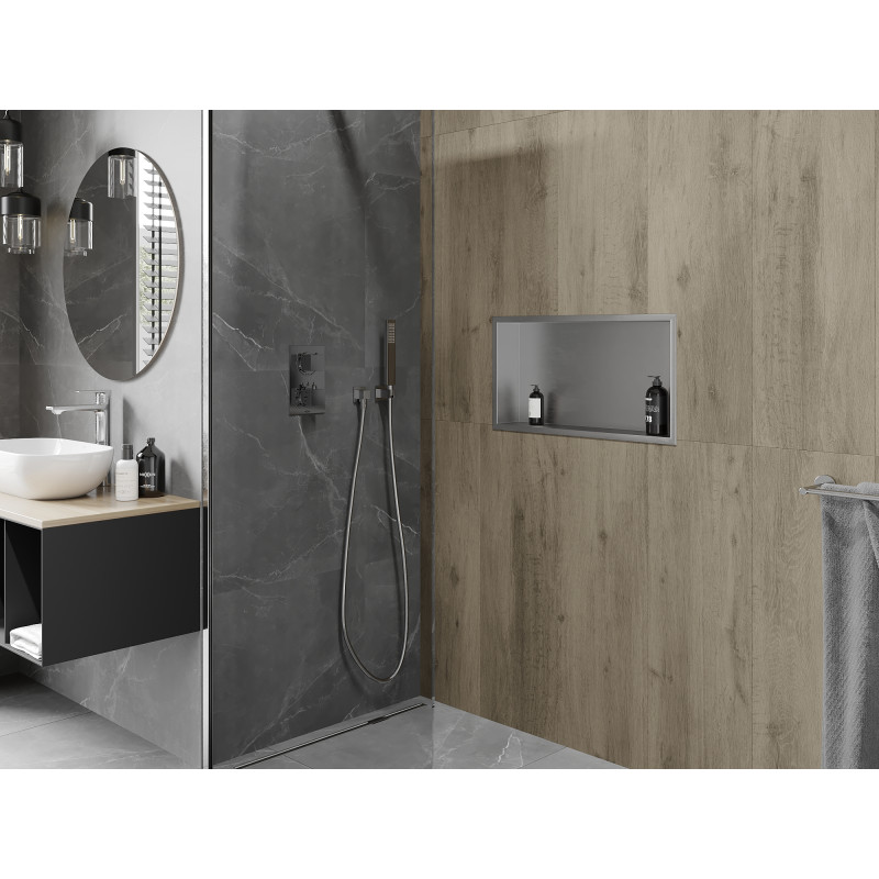 Mexen X-Wall-R нишева полица с фланец 60 x 30 cm, инокс - 1910603010