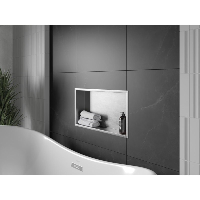 Mexen X-Wall-R нишева полица с яка 60 x 30 см, инокс - 1910603010