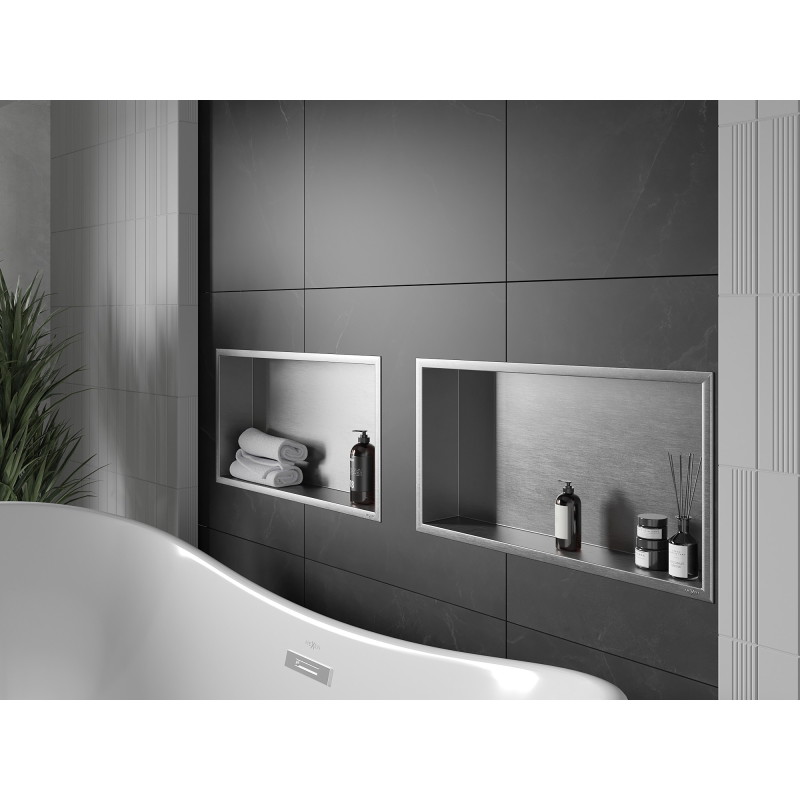 Mexen X-Wall-R нишева полица с яка 60 x 30 см, инокс - 1910603010