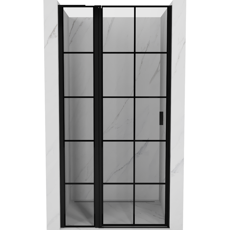 Mexen Mist L ляви душ врати с отваряне 115 cm, черна решетка, черни - 8A4L-115-000-70-77-L