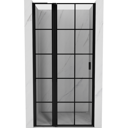 Mexen Mist L ляви душ врати с отваряне 115 cm, черна решетка, черни - 8A4L-115-000-70-77-L