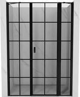 Mexen Mist врати за душова кабина с въртящи се врати, десни 145 см, черна решетка, черни - 8A4-145-001-70-77-P